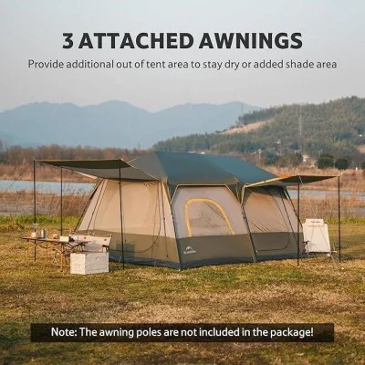 Naturehike Cape Automatic 6 Person Camping Tent - Light Brownish Gray